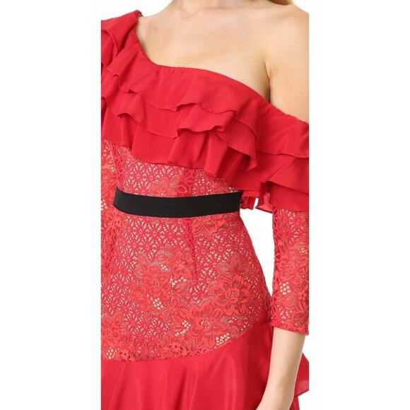 $308 For Love & Lemons Free People Chianti Red Hot Lace Ruffle Dress XS NWT - Picture 7 of 15